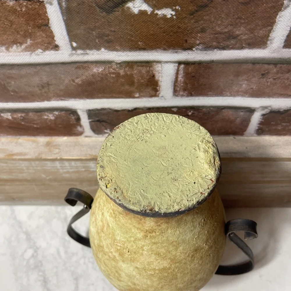 Antique Terracotta Single Metal Handle  Vase Jug
